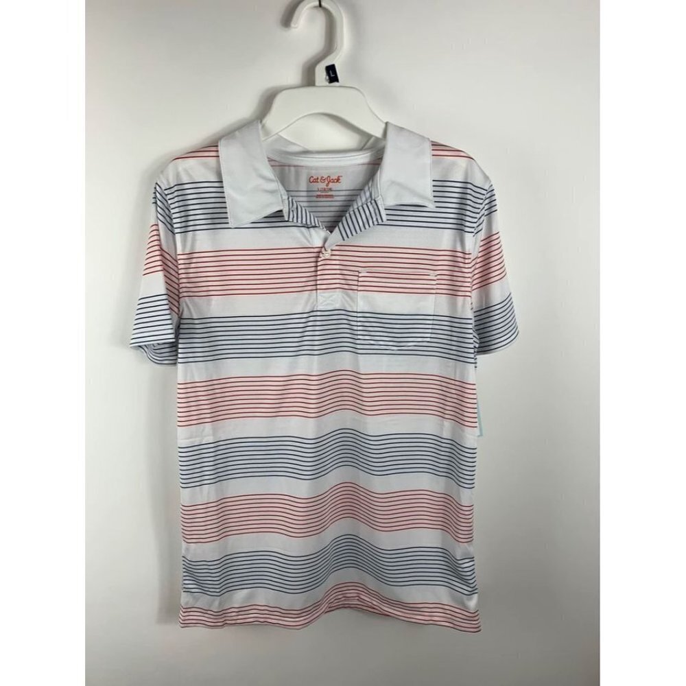 Cat & Jack Polo Boy's Size L 12/14 Short Sleeve Wicking NWT